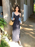 Fongt Xixi 2025 Spring/Summer New Korean Version Of Elegant High-Rise Sling Dress Thin Printed Dress Women 88205