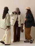 Corduroy Splicing Down Jacket Female 2024 Winter Fashion Design Sense Ling Warm Small Fragrant Wind White Duck Down Coat-Outfit