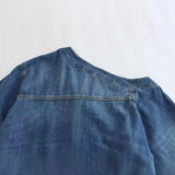 Spring Style Asymmetrical Shoulder-Length Loose Denim Shirt 9213021-Outfit