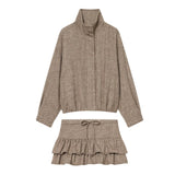 Fongt Wind Wrinkle Effect Double Buckle Blazer 4387127 Wrinkle Effect Pants 4387027 Set
