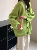Women Solid Big Pocket Loose Casual Long Cardigan Coat Warm Autumn and Winter New Oversize Cardigans for Women