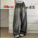 Logo Print Vintage Washed Baggy Sweatpants-Outfit