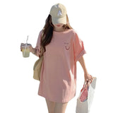 Fongt Smiley Face Short-Sleeved T-Shirt Women's Summer 2024 New Design Sense Loose Missing Lower Body Half Sleeve Student