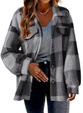Fongt Women's 2025 New Autumn And Winter With Pocket Lattice Lamb Jacket Button Plush