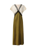 Fongt Temperament Lace Waist Dress 2025 Autumn New V-Necked Ass High-End Thin Dress Women's