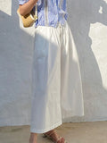 And Summer New White Seven-Point Trousers Women's French Casual Pants Cotton Broad Leg Pants Famous Fragrant Style Women's