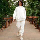 Autumn Women Hoodies And Sweatpants White Tracksuits Female Two Piece Solid Color Pullovers Jacket Lounge Wear Casual