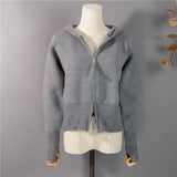 New 2022 Short Cardigans Zipper Hooded Thicken Knitted Wild Korean Lady Winter Spring Women's Sweaters Top