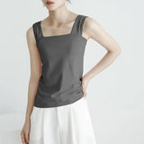 Fongt Cotton Jersey 7-Color 2025 New Summer T-Shirt Women's Slings South Korea Dongdae
