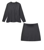 Fongt Women's INS Burst Women's Simple Loose Knitted Coat Mini-Skirt Set