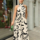 Fongt 2024 Women's Ins New Fashion Round Collar Sexy Print