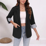 Fongt Spring And Autumn Fashion Casual Splicing Collar Repair Cardigan Temperament Suit Jacket