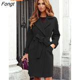 Autumn and Winter Fashion Slim Belt Lapel Woolen Coat Coat Winter Coat for Women Coats and Jackets Women Trench