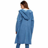 size Denim Trench Coat Women Spring Autumn Long sleeve Hooded Jeans Windbreaker Long Coat Female Basic Casual
