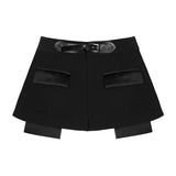 Fongt Spring New Leather Belt Short Skirt Belt Belt Belt Belt Belt + Two-Piece Pendant Broad Leg Pants Women Two Sets 1070