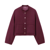 Fongt Dress Short Bomber Jacket 2025 Spring Temperament Collar Single Buckle Long Sleeves Loose Short Coat Woman