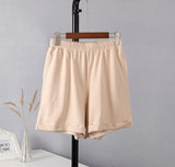 Summer Cotton Sets Women Casual Two Pieces Short Sleeve T Shirts and High Waist Short Pants Solid Outfits