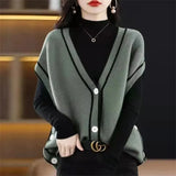 Knitted Vest Cardigan Women Elegant V-neck Sleeveless Sweater Tops Casual Knitwear Chaleco Coats New Malhas
