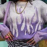 Knitting Oversize Women Sweaters Pullover Autumn Winter Harajuku Casual Printed Sweater Loose Streetwear Lady Pull