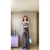 Fongt Ink Dizziness Dye Shoulder Niche Mesh Short-Sleeved Hottie Straight-Legged Slack Suit