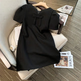 Style White Elegant Exquisite Bow Dress 2022 Summer Fashion Solid Color Sleeveless Slim High-End Double-sided