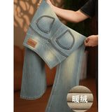 Fongt Wash Light Blue High Waist Slim Slim Skinny Micro-Tipped Jeans New Velvet Thick Horseshoe Trousers