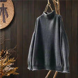 Fongt Retro Half-High Sweater Women Loose Large Plate Type 2025 Autumn And Winter Casual Knitted Jersey