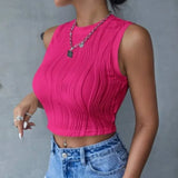 Fongt Women's Summer New Top T-Shirt Temperament Sleeveless T-Shirt Collar Leak Umbilical Vest Woman