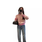 High-Grade Feeling Color Soft Round Collar Long-Sleeved Sweater 2024 Spring Style New Retro Lazy Sweater-Outfit