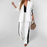 Fongt 2025 Women's Suit-Summer New Casual Solid Color Sliced Long Sleeve Suit Fashion Set 661