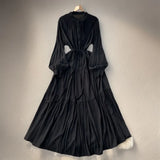Fongt Dress Female Design Sense Single Buckle Loose Belt Strap Thin Temperament Over The Knee Dress 0515