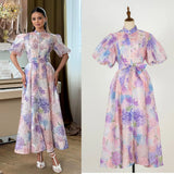 Fongt Court Style High Design Feeling Heavy Industry Nail Drill Short Sleeve Single Buckle Dress + Sling