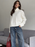 Fongt And Winter Pure Color Short High-Collar Sweater Women's Loose Leisure Knitting Shirt 2025 New Thicker Top