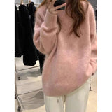 Fongt New Ultra-Soft Special Grade Sheep Velvet Korean Version Of Loose Thin Solid Color Base Round Collar Knitted Sweater