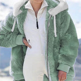 Fongt Hot New Autumn And Winter Loose Plush Multi-Color Hooded Coat Woman