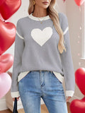 Fongt Autumn And Winter Hot Sweater Women Hit The Color Love Peach Collar Knitted Jersey Valentine's Day