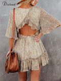 Summer Light Dresses For Women 2022 Sexy Leopard Print Party Beach Chiffon Sundress Open Back Elegant Female