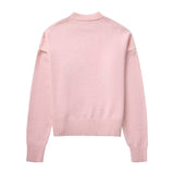 Fongt Version Of The New Winter 2025 Pink Sweet Round Neck Casual Jacket Sweater