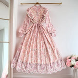 Fongt Court-Style Long Dress With Heavy Embroidered Lace Dress Elegant