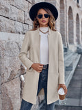 Fongt Winter New 2024 Women's Fashion Cardigan Standing Collar Solid Color Versatile Medium Coat-Outfit
