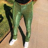 Pencil Pants Women 2020 Fashion Ruched Glitter Casual High Waist Streetwear Autumn Sexy Slim Stretchy Trousers