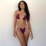 Fongt New Summer Sexy Bikini Swimsuit Bow Tie Tie Biniki Swimsuit