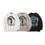 Men Women Hip Hop Knitted Jumper Sweaters Angel Lightning Printed Streetwear Harajuku Summer Oversize Hipster Casual