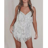 Fongt Festival Essou Sequining 2025 New Solid Colored Delide V-Necked Sling Miniskirt