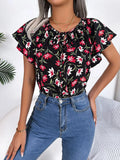 Fongt Wind Shooting Spring And Summer Leisure Loose Lotus Leaf Side With Chiffon Shirt Women's Clothing