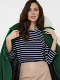 Fongt Spring And Summer New Striped T-Shirt Women Simple Leisure Loose Thin Sleeve Long-Sleeved Top