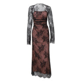 Fongt Women's Fall 2023 New Sexy Temperament Vest Long Sleeve Strap Hook Lace Sling