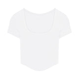 Fongt T-Shirt Women's 2024 New Irregular High Waist Sexy Hot Girl Short Tight Show Thin Short Sleeve