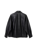 Women's Vintage Black PU Leather Jacket Motorcycle Coat 2023 Autumn Winter Female Korean Casual Loose Streetwear