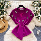 Fongt Belt Dress 2025 Summer To Collect Thin Temperament French Retro Short-Sleeved Print Dress